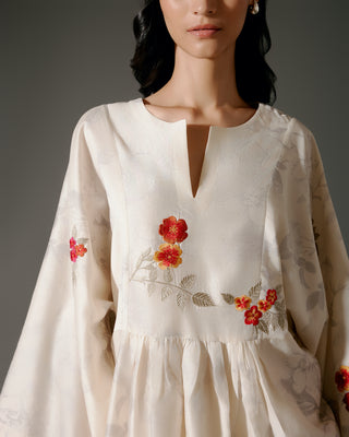 Ivory Chanderi Peplum Tunic And Pants by Balance By Rohit Bal available on Indiaspopup.com