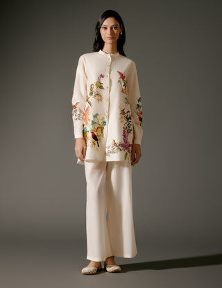Ivory Short Chanderi Tunic And Palazzo by Balance By Rohit Bal available on Indiaspopup.com