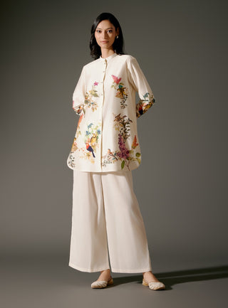 Ivory Short Chanderi Tunic And Palazzo by Balance By Rohit Bal available on Indiaspopup.com