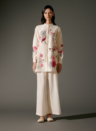 Ivory Short Chanderi Tunic And Voile Palazzo by Balance By Rohit Bal available on Indiaspopup.com