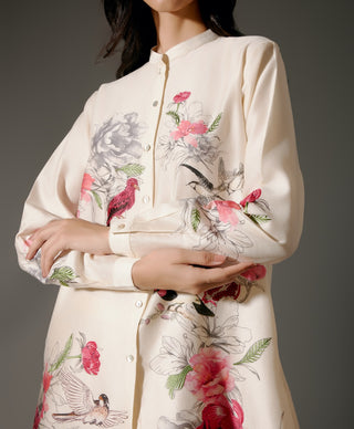 Ivory Short Chanderi Tunic And Voile Palazzo by Balance By Rohit Bal available on Indiaspopup.com
