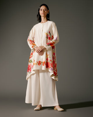 Ivory Flared Kurta And Silk Pants by Balance By Rohit Bal available on Indiaspopup.com
