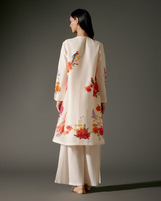 Ivory Flared Kurta And Silk Pants by Balance By Rohit Bal available on Indiaspopup.com