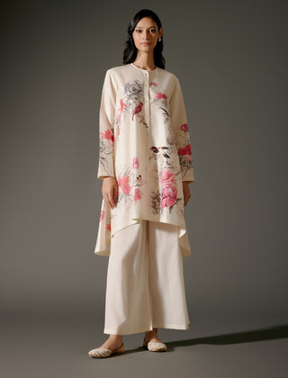 Ivory Flared A-Line Tunic And Pants by Balance By Rohit Bal available on Indiaspopup.com