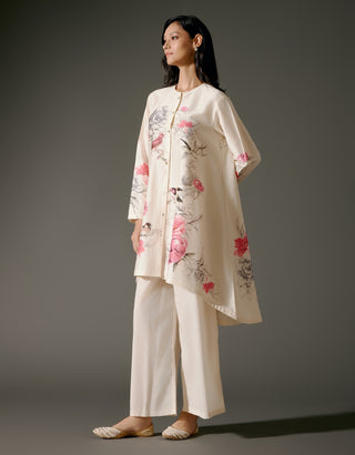 Ivory Flared A-Line Tunic And Pants by Balance By Rohit Bal available on Indiaspopup.com