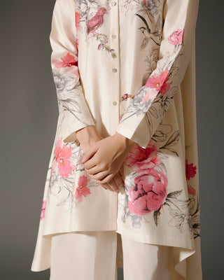Ivory Flared A-Line Tunic And Pants by Balance By Rohit Bal available on Indiaspopup.com