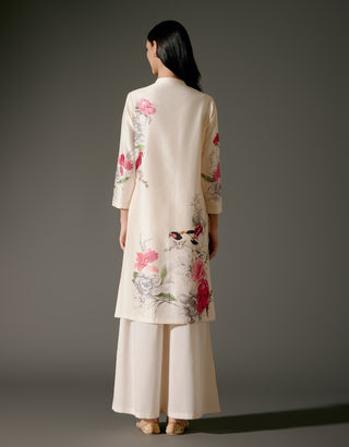 Ivory Abstract Print Tunic And Voile Pants by Balance By Rohit Bal available on Indiaspopup.com