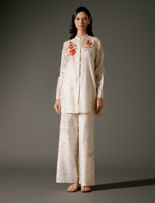 Chic Ivory Chanderi Short Kurta And Pants by Balance By Rohit Bal available on Indiaspopup.com