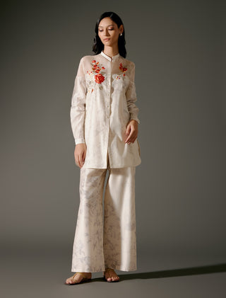 Chic Ivory Chanderi Short Kurta And Pants by Balance By Rohit Bal available on Indiaspopup.com