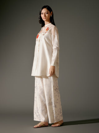 Chic Ivory Chanderi Short Kurta And Pants by Balance By Rohit Bal available on Indiaspopup.com