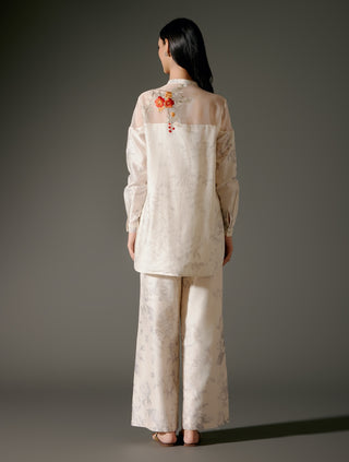 Chic Ivory Chanderi Short Kurta And Pants by Balance By Rohit Bal available on Indiaspopup.com