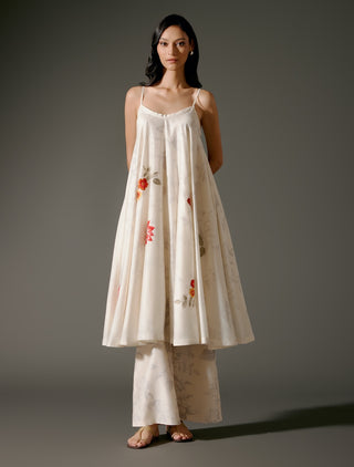 Ivory Flared Chanderi Tunic And Silk Pants by Balance By Rohit Bal available on Indiaspopup.com