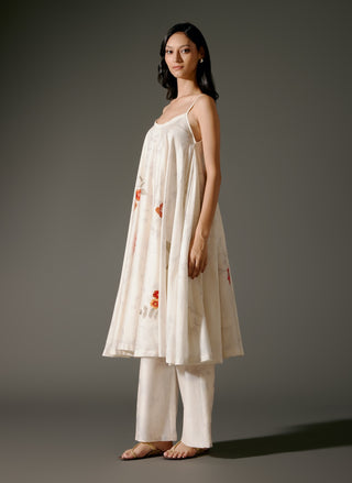 Ivory Flared Chanderi Tunic And Silk Pants by Balance By Rohit Bal available on Indiaspopup.com