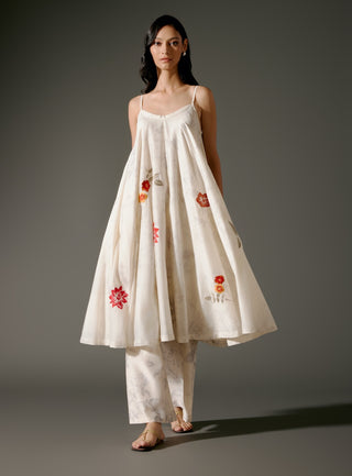 Ivory Flared Chanderi Tunic And Silk Pants by Balance By Rohit Bal available on Indiaspopup.com
