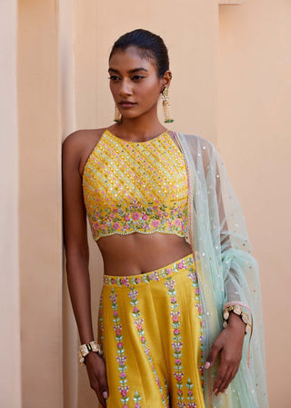 Chamee And Palak-Blossom Yellow Palazzo Set-INDIASPOPUP.COM