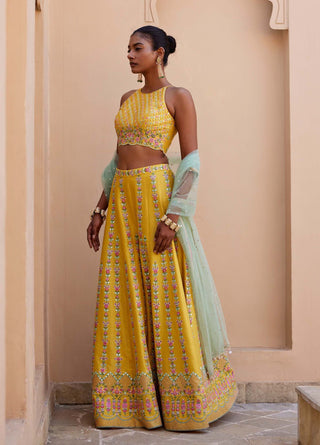Chamee And Palak-Blossom Yellow Palazzo Set-INDIASPOPUP.COM