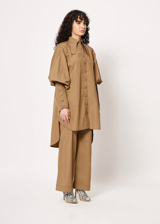 Two Point Two-Brown Relaxed Shirt Dress-INDIASPOPUP.COM