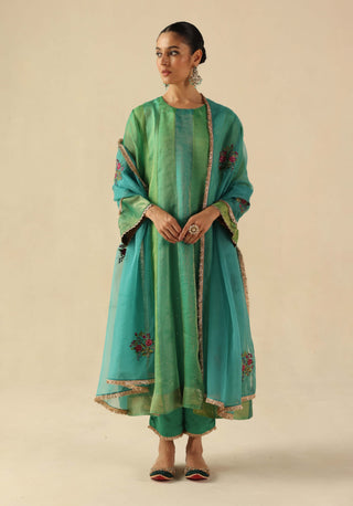 Rimjhim turquoise kalidar kurta set