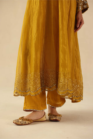 Afsana yellow kalidar kurta set