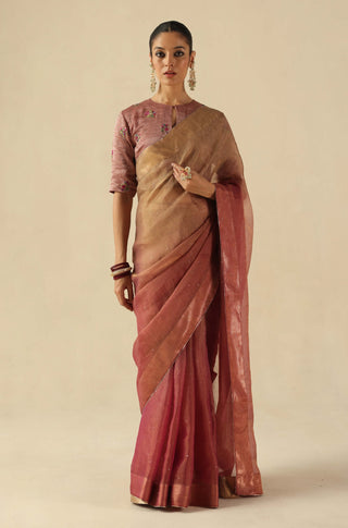 Taj gul peach sari and blouse