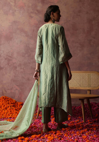 Begum Pret-Paakizah Green Kurta Set-INDIASPOPUP.COM