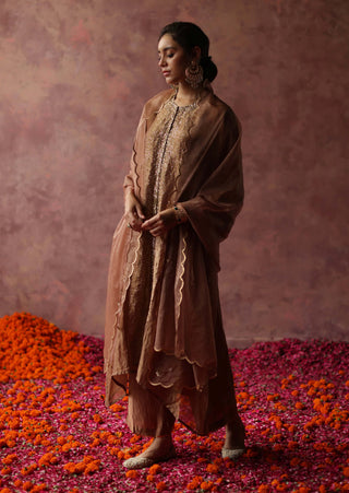 Begum Pret-Paakizah Champagne Gold Kurta Set-INDIASPOPUP.COM