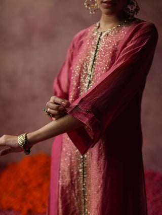 Begum Pret-Paakizah Pink Kurta Set-INDIASPOPUP.COM