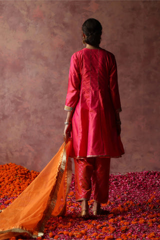 Begum Pret-Rumi Pink Orange Kurta Set-INDIASPOPUP.COM