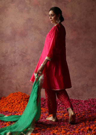 Begum Pret-Rumi Berry Green Kurta Set-INDIASPOPUP.COM