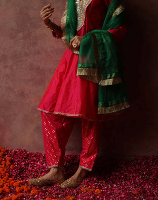 Begum Pret-Rumi Berry Green Kurta Set-INDIASPOPUP.COM