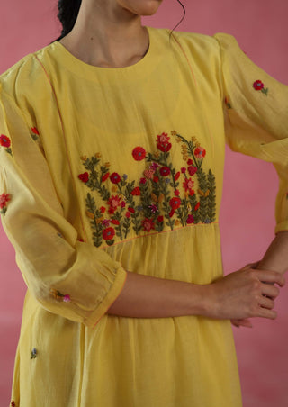 Lemon Yellow Imarti Dress by Begum Pret available on Indiaspopup.com