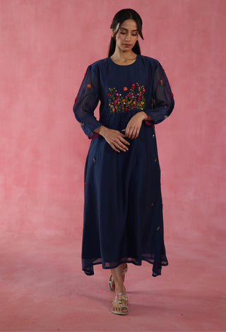 Navy Blue Imarti Dress by Begum Pret available on Indiaspopup.com