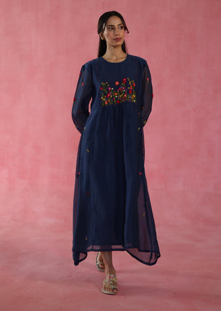 Navy Blue Imarti Dress by Begum Pret available on Indiaspopup.com