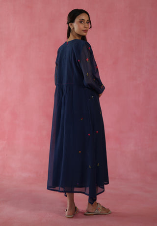 Navy Blue Imarti Dress by Begum Pret available on Indiaspopup.com
