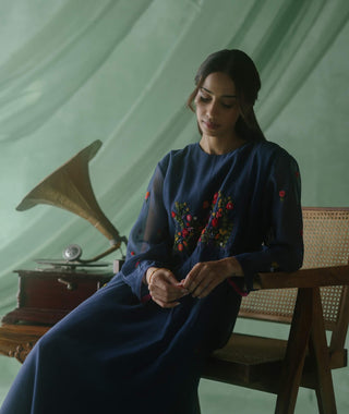 Navy Blue Imarti Dress by Begum Pret available on Indiaspopup.com