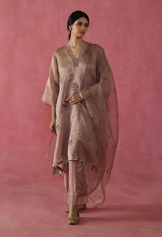 Shakkar Beige Kurta Set by Begum Pret available on Indiaspopup.com