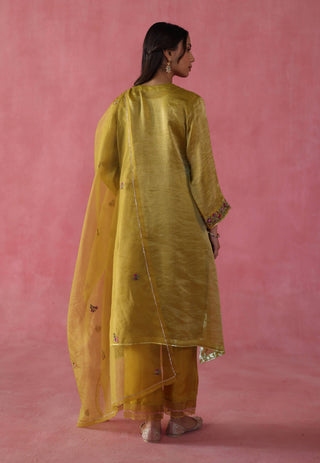 Phirni Mustard Kurta Set by Begum Pret available on Indiaspopup.com