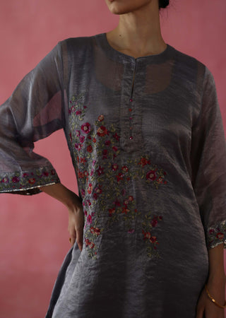 Phirni Gray Kurta Set by Begum Pret available on Indiaspopup.com