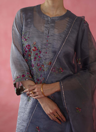 Phirni Gray Kurta Set by Begum Pret available on Indiaspopup.com