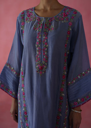 Kulfi Periwinkle Kurta Set by Begum Pret available on Indiaspopup.com