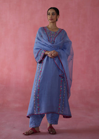 Kulfi Periwinkle Kurta Set by Begum Pret available on Indiaspopup.com
