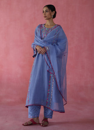 Kulfi Periwinkle Kurta Set by Begum Pret available on Indiaspopup.com