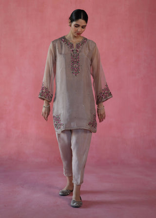 Kewra Beige Kurta Set by Begum Pret available on Indiaspopup.com