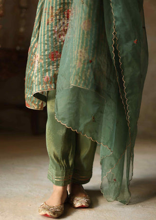Begum Pret-Ikai Turquoise Kurta Set-INDIASPOPUP.COM