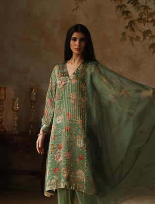 Begum Pret-Ikai Turquoise Kurta Set-INDIASPOPUP.COM