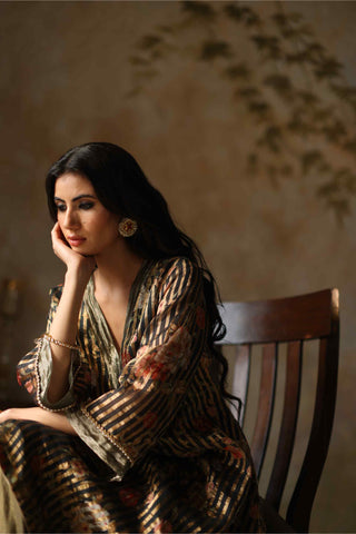 Begum Pret-Ikai Black Kurta Set-INDIASPOPUP.COM