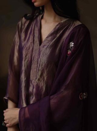 Begum Pret-Ayat Metallic Purple Kurta Set-INDIASPOPUP.COM