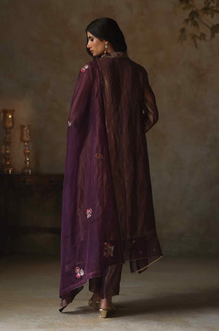 Begum Pret-Ayat Metallic Purple Kurta Set-INDIASPOPUP.COM