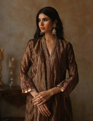 Begum Pret-Asma Gold Kurta Set-INDIASPOPUP.COM