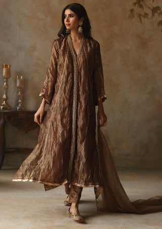 Begum Pret-Asma Gold Kurta Set-INDIASPOPUP.COM